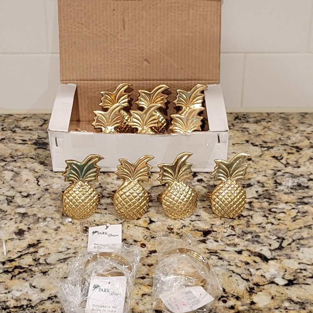 Vintage Pineapple Napkin Rings Made In India From Brass - 12 In Total- Elegant